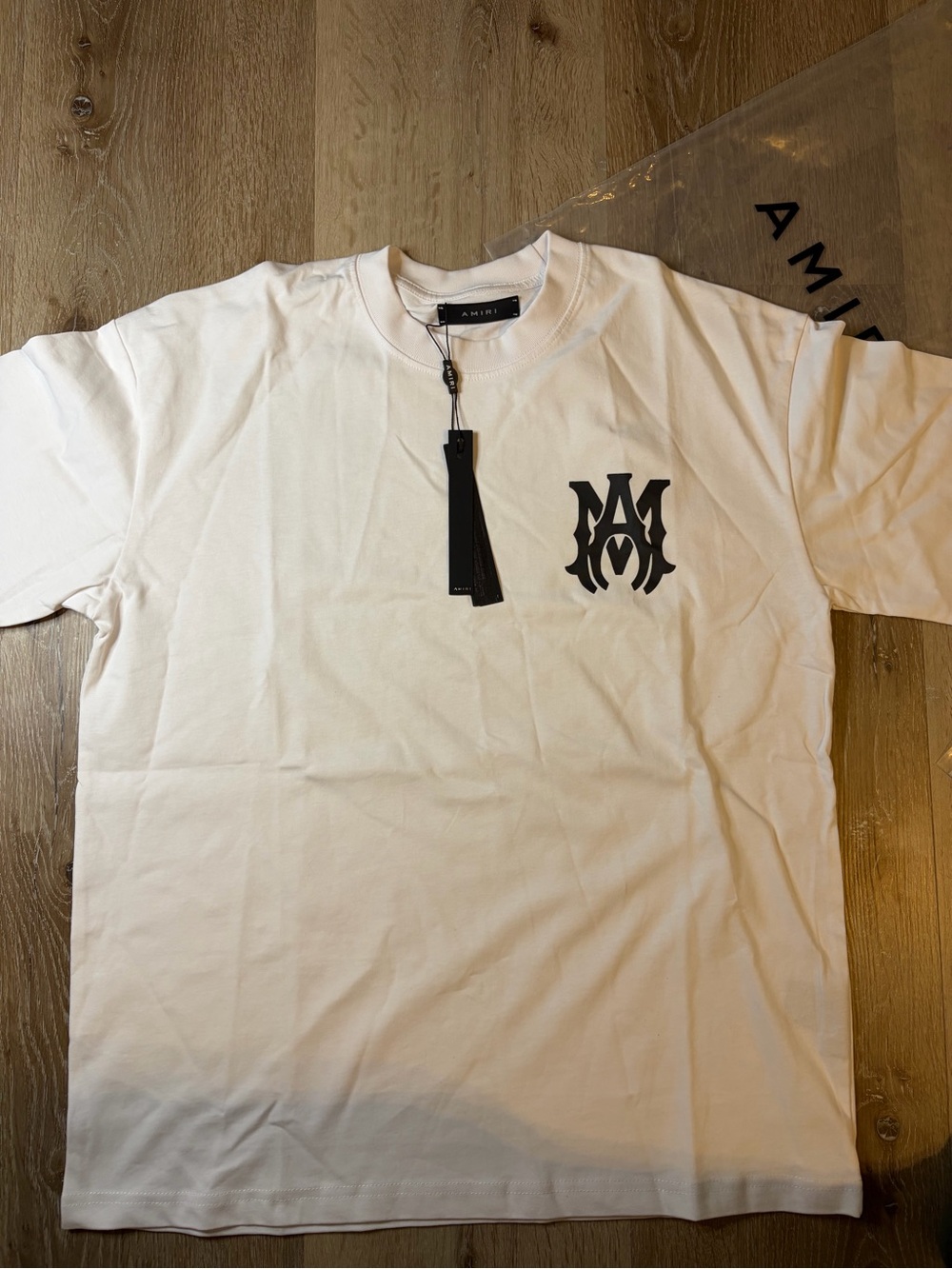 AMIRI White Short-Sleeve Tee with Black Chest Logo